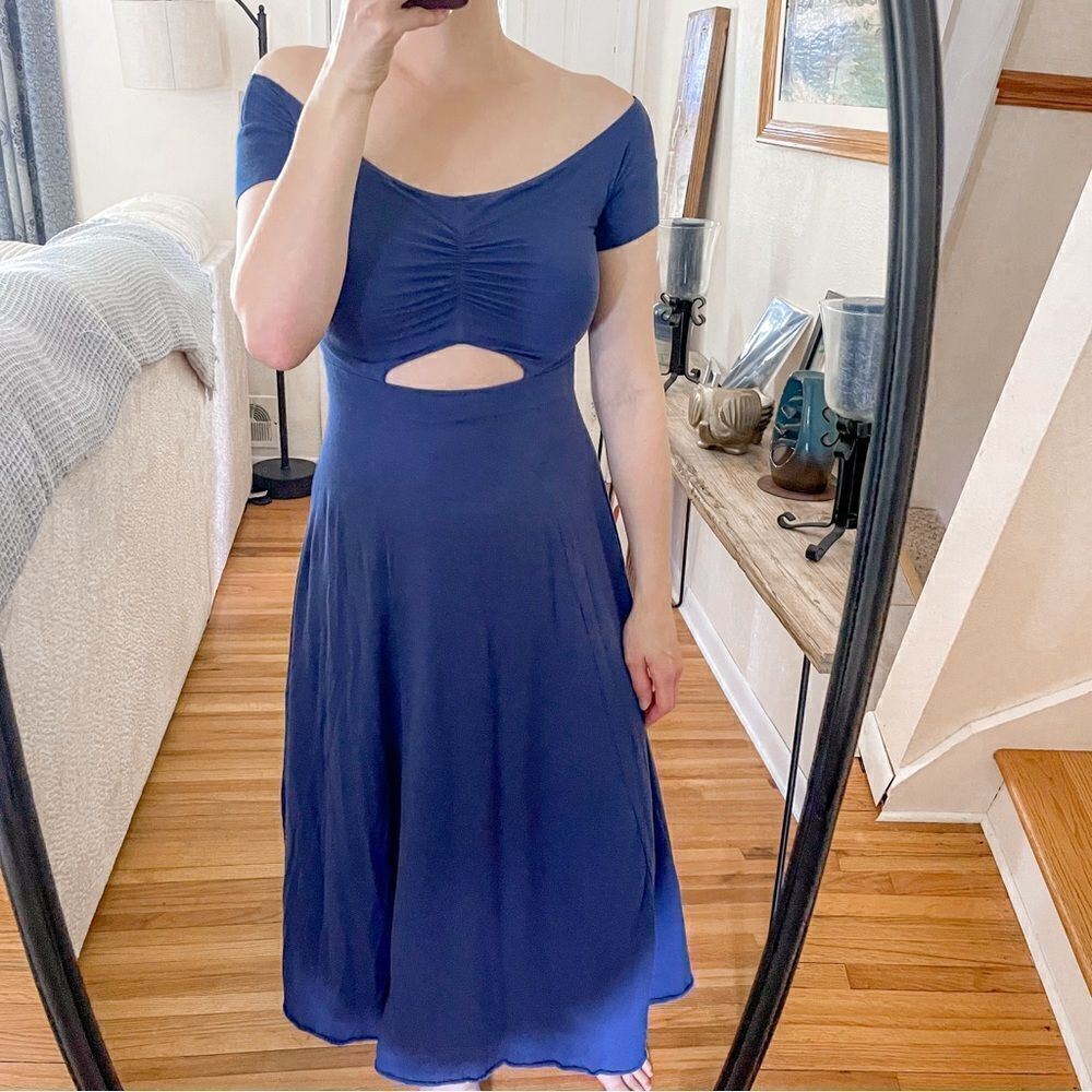Free People Dance With Me Midi Dress In Cobalt Blue